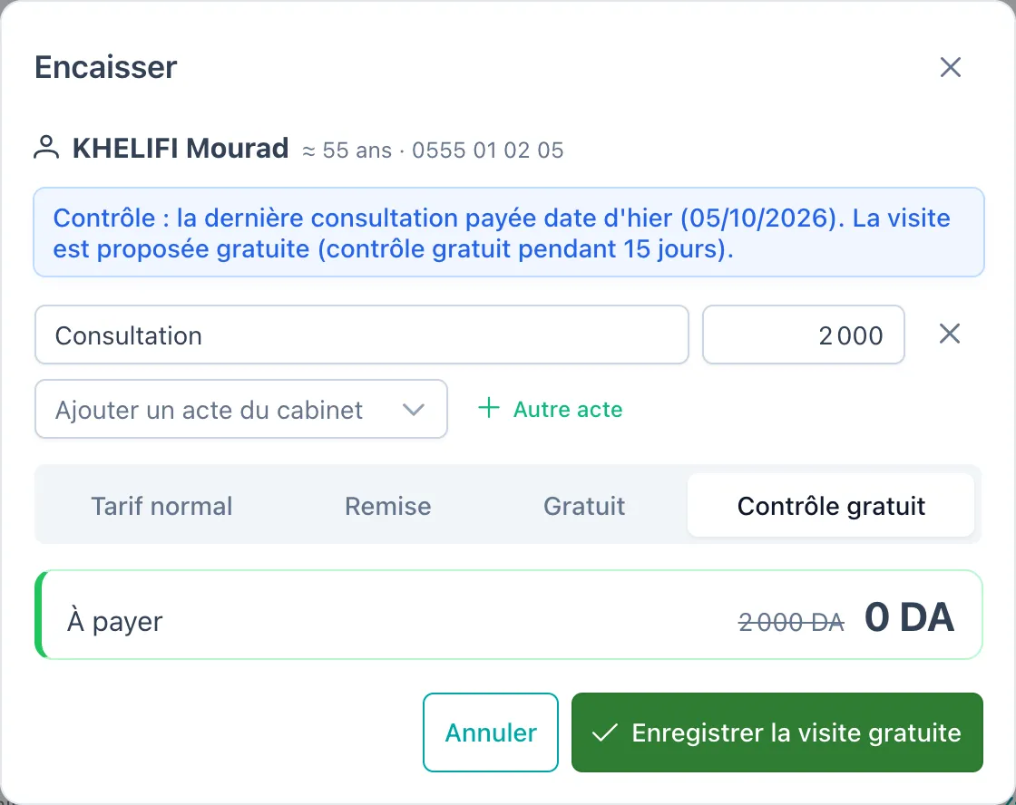 The payment window: the follow-up visit is suggested free of charge